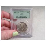 MS64 graded 1947d Walking Liberty Half Dollar