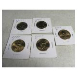 Lot(5) Presidential 2008 $1 Coins in sleeves