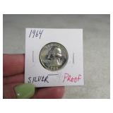 1964 silver PROOF Washington Quarter