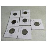 Lot(7) Buffalo Nickels Coins 1936/37/38 better