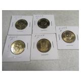 Lot(5) Presidential $1 Coins 2008 sleeved