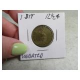 Undated 12.5cent "1 Bit" Coin *UNIQUE*