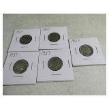 Lot(5) Buffalo Nickels 1937 *better*