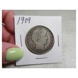 1909 Barber Head Half Dollar Coin