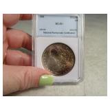 MS65+ toned 1890 Morgan Silver Dollar Coin