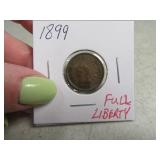 1899 full liberty Indian Head Penny Cent Coin