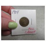 1904 full liberty Indian Head Cent Penny Coin