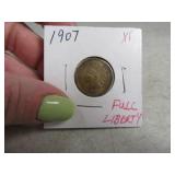 1907 full liberty Indian Head Penny Cent Coin