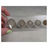 5pc Antique Coin silver in holder