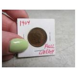 1904 full liberty Indian Head Penny Cent Coin