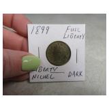 1899 Full Liberty dark V Nickel Coin