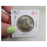 1963d BU Franklin Half Dollar silver