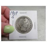 1909s Barber Half Dollar Coin