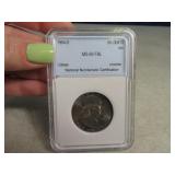 MS65 fbl grade Franklin Half Dollar 1954d Coin