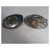 Lot(2) Cowboy Themed Belt Buckles Saddle&Bronc