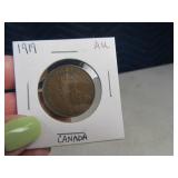 1919 Canada One Cent Penny Coin