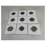 (9) 1929/35/36 P/D/S Buffalo Nickels