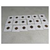 (18) 1937/38/39 Wheat Pennies P/D/S sleeved