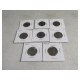 Lot(8) 1920s Buffalo Head Nickels sleeved
