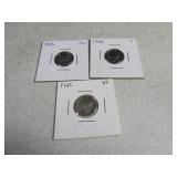 (3) 1943/44/45 Mercury Dimes AU/XF/F