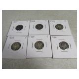 (6) 1923~1928 Mercury Dimes sleeved silver