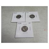 (3) 1939/40/41 Mercury Dimes silver sleeved