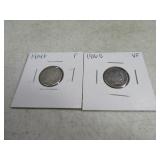 (2) 1914d/1916s Barber Head Dimes silver sleeved