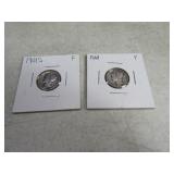 (2) 1941/1941s Mercury Dimes silver sleeved