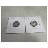 (2) 1936/1936d Mercury Dimes sleeved silver