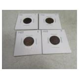 (4) 1902/06/07/07 Indian Head Pennies Cents
