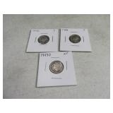 (3) 1943d/1944/1945 Mercury Dimes silver sleeved