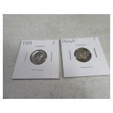 (2) 1936d/1939 Mercury Dimes sleeved silver