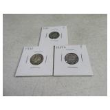 (3) 1920/1927s/1930 Mercury Dimes sleeved silver