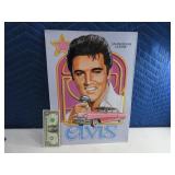 Tin~Metal Elvis 12.5x17.5 Wall Sign Decor Pink Car