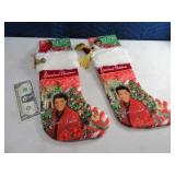 Lot(2) Elvis Themed XMAS Stockings Unused