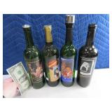 Lot(4) Elvis Themed empty Wine Bottles