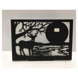 Deer silhouette art candle holder
