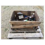 Wood box  miscellaneous metal items