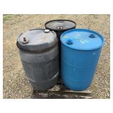 3 plastic 55 gallon drums empty