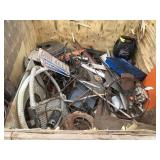 Crate of miscellaneous metal items