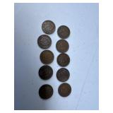 10 Indian head Pennies