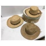 Three straw hats
