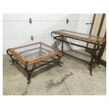 Glass top metal and wood western style