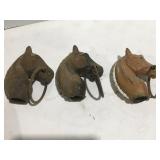 3 Horse head 2ï¿½ post mounted hitching post