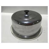 Glass and metal cake plate