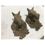 2  mounted Horsehead hitching post