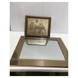 Wall hanging mirror and picture