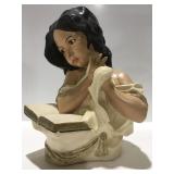 Ceramic/chalk ware young girl, reading book