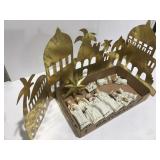 Ceramic nativity scene metal Bethlehem background