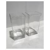 Large square clear glass vase